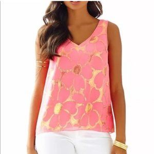 Lilly Pulitzer Cipriani Top in Pink Sun Ray Floral Clip Chiffon